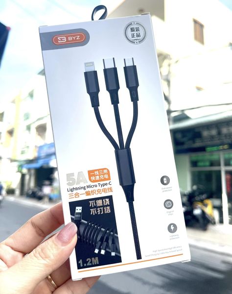 Cáp sạc đa năng 3 đầu 1.2m BYZ BL-675